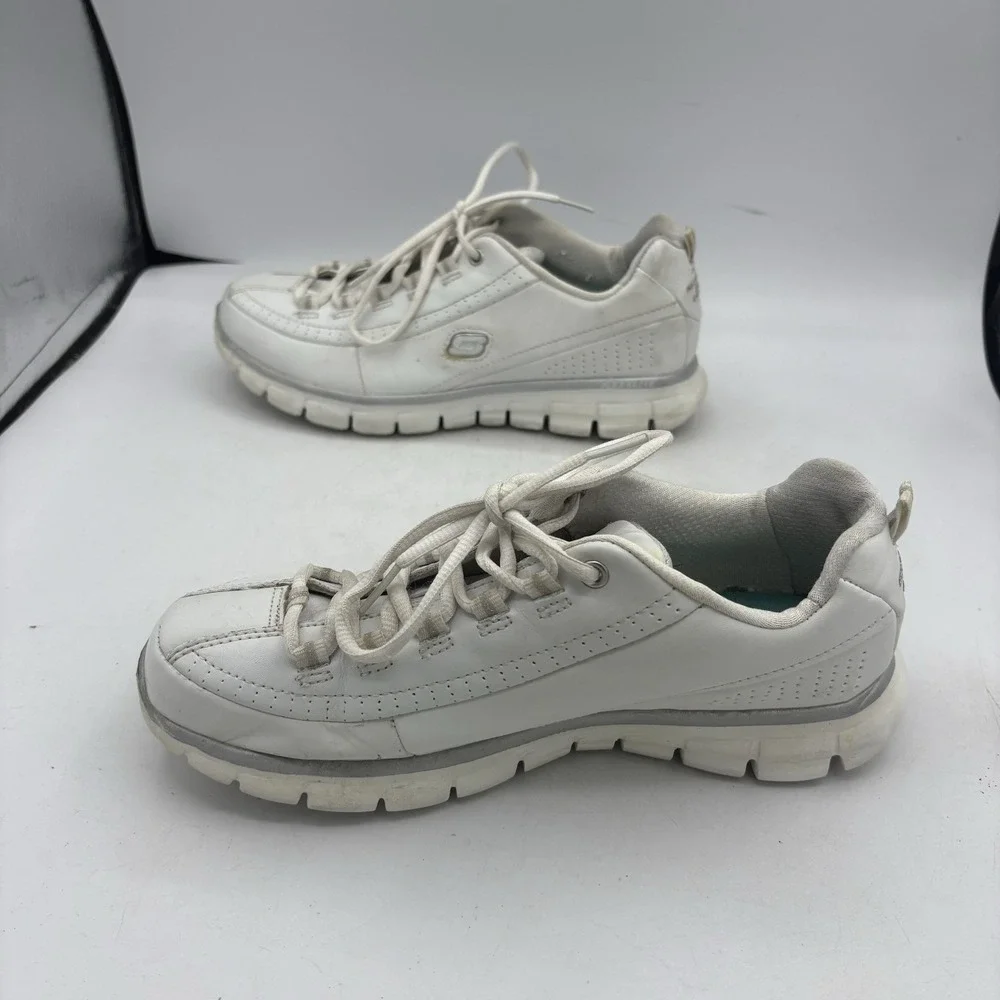 Skechers Shoes Womens Size 8 Synergy Elite Status‎ Leather White Sneakers
